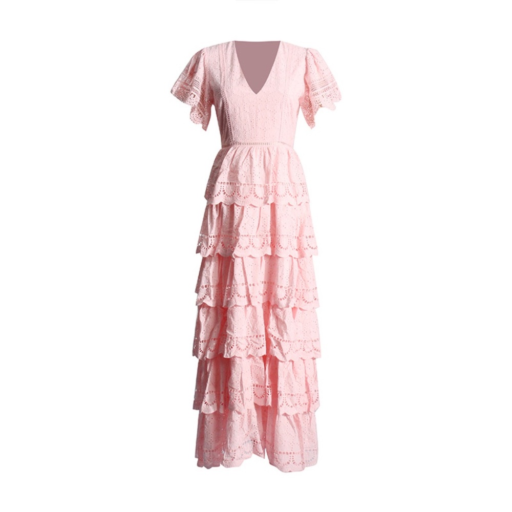 French Vintage Lace Tiered Dress